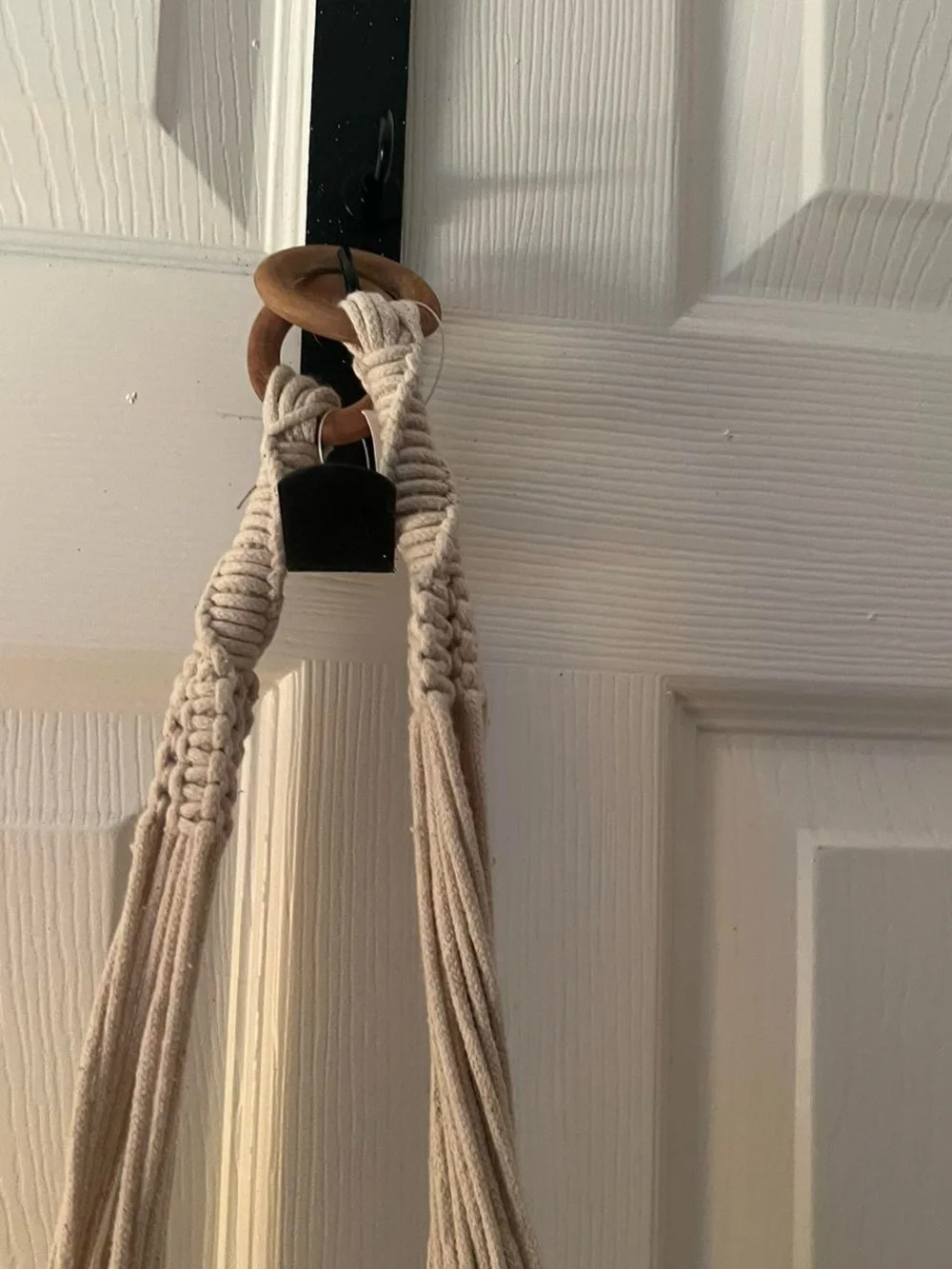 set of 2 ivory macrame plant holders